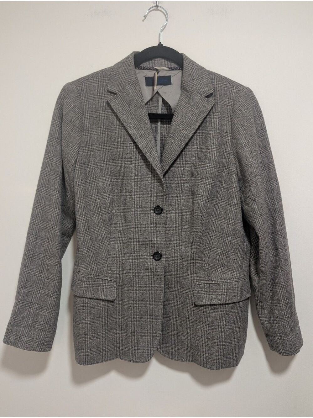 Piazza Sempione | Virgin Wool Blend Plaid Two-Button Blazer In Grey
